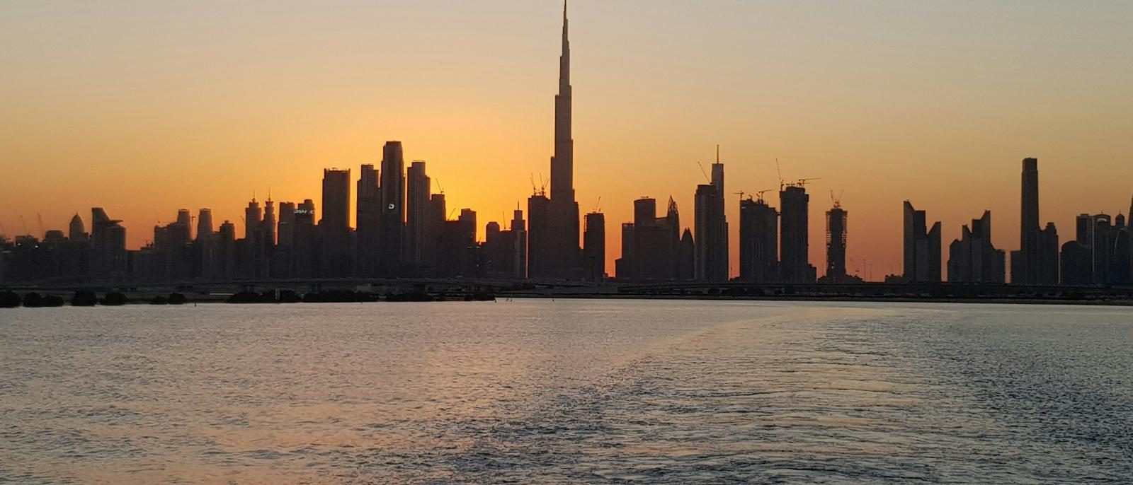 Dubai skyline at sunset