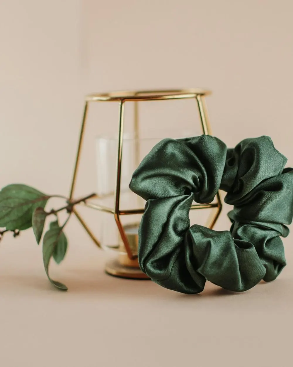 Emerald satin scrunchie